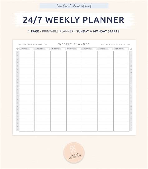 A4 Instant Download Weekly Planner Weekly To Do List Weekly Organizer