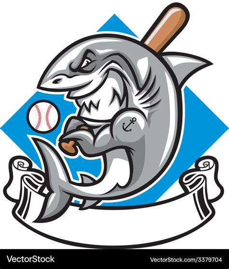 Shark Baseball Mascot Royalty Free Vector Image
