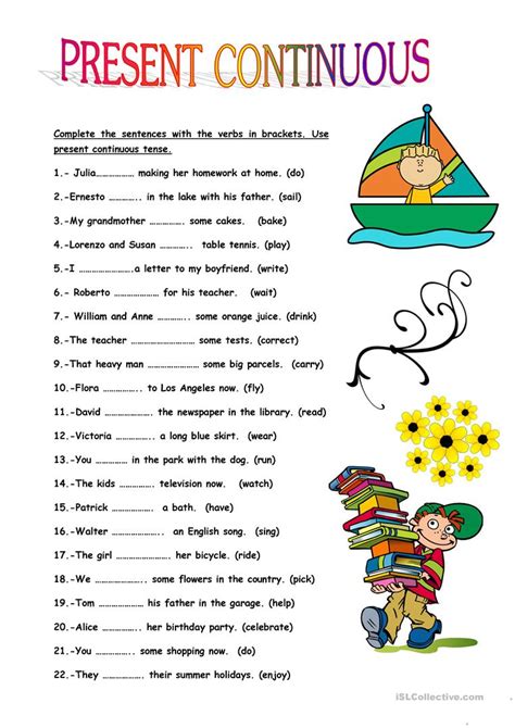 Present Continuous Tense English Esl Worksheets For Distance Learning