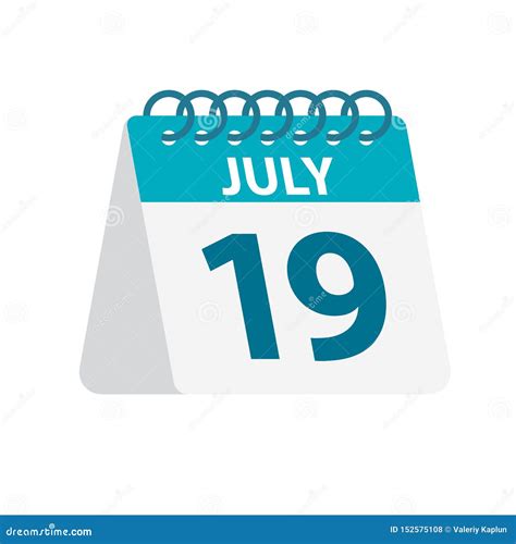 July 19 Calendar Icon Vector Illustration Of One Day Of Month