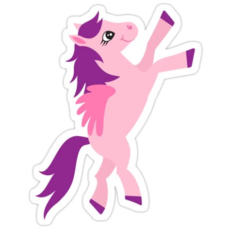 Cute Pink Pegasus With Purple Mane Stickers Stickers By Mheadesign