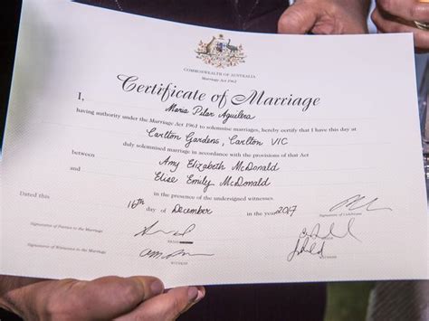 Same Sex Wedding Australia Melbourne Couple First To Marry Under New