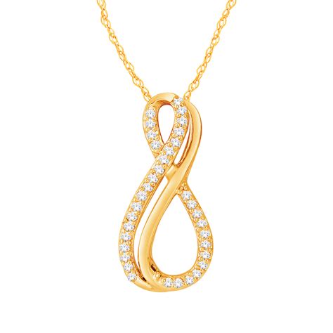 10k Yellow Gold Diamond Infinity Pendant Crescent Jewellers