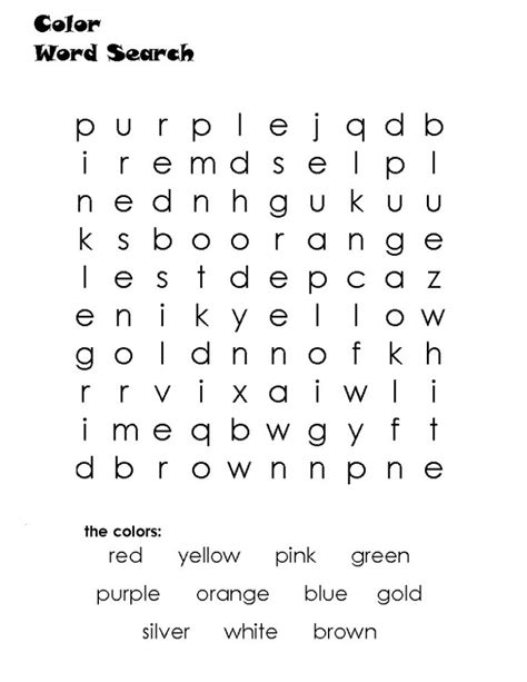 Wordsearch For Kindergarten Learning Printable