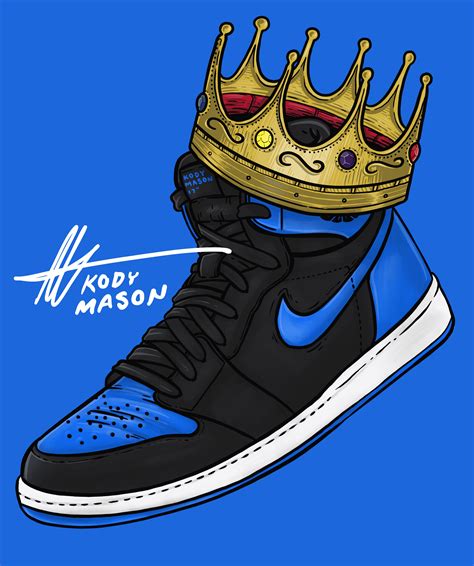 Sneaker Art Jordan Royal 1 Royal Blue By Kody Mason Shoes