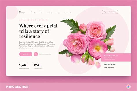 Blooms Flower Shop Hero Section Figma Template Design Templates