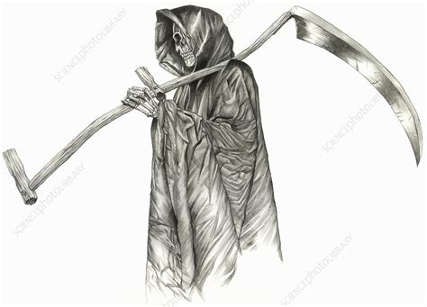 The Grim Reaper Carrying Scythe Illustration Stock Image C0400532