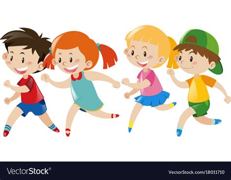 Group Of Kids Running Royalty Free Vector Image