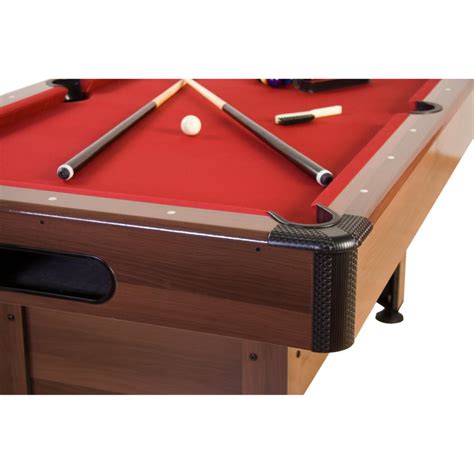 table billard 185 cm, design, marron avec tapis rouge