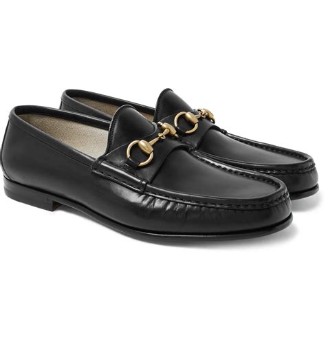 Gucci Roos Horsebit Burnished Leather Loafers Men Black The