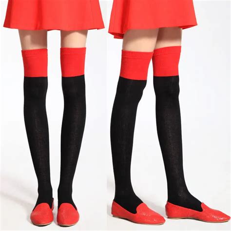 Ladies Thigh High Over Knee Women Candy Color Long Cotton Stretch Soft School Girl Stockings In