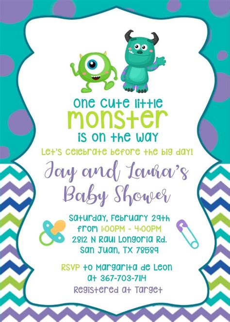 Monsters Inc Baby Shower Invitación Digital Pdf Jpeg Etsy México