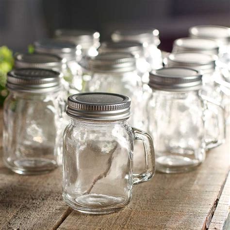 Small Clear Glass Mason Jar Mugs Decorative Containers Kitchen And