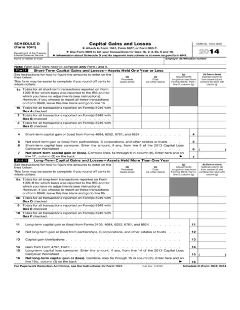 1041 Schedule D Tax Worksheet