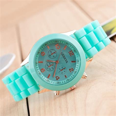 Silicone Geneva Watch Analog Quartz Casual Dress Women Wristwatch Silicon Gold Color Ladies