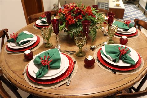 As Mesas De Natal Verde Vermelho Casa Casada Mesa De Natal Centros De Mesa De Natal