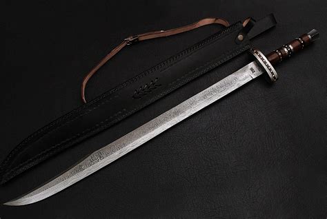 36 Custom Handmade Damascus Steel Imperial Sword With Custom Leather