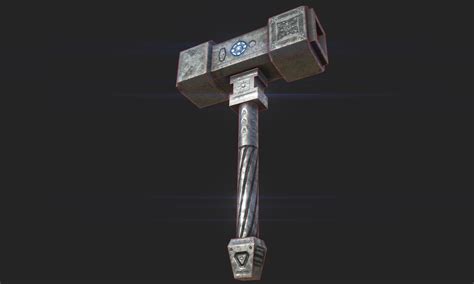 3d Model Futuristic Hammer Cyber Maul Vr Ar Low Poly Cgtrader