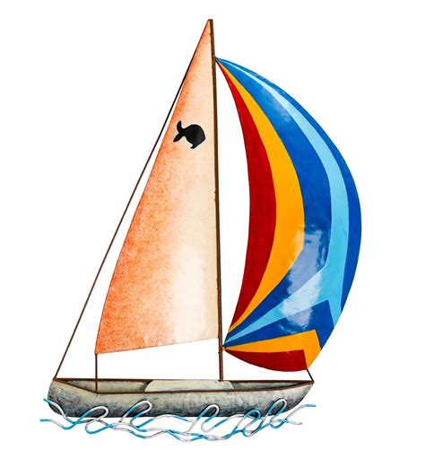 Handcrafted Colorful Metal Sailboat Indooroutdoor Wall Art Wind And
