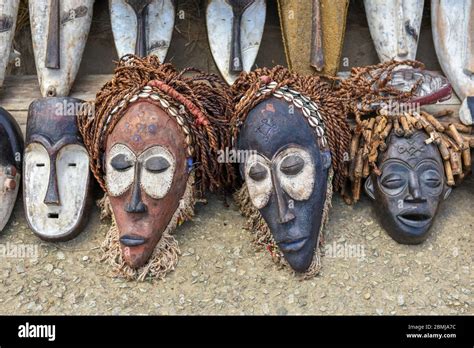 African Wooden Masks Representing The Culture Africa Stock Photo Alamy
