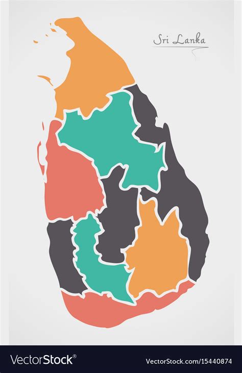 Sri Lanka Map With States And Modern Round Shapes Vector Image