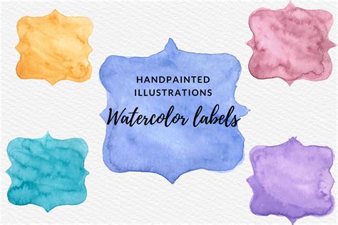 12 Hand Painted Watercolor Labels Set Graphic By Aneta Design