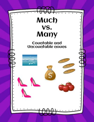 Much And Many Countable And Uncountable Nouns