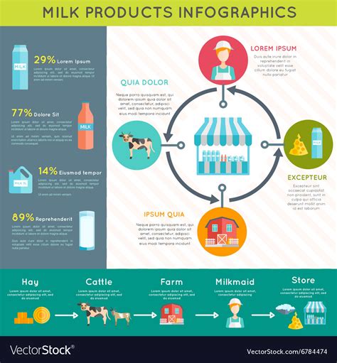 Milk Dairy Products Infographic Layout Poster Vector Image