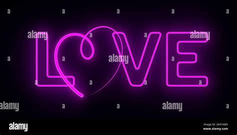 Neon Red Love On Black Background 3d Illustration Stock Photo Alamy