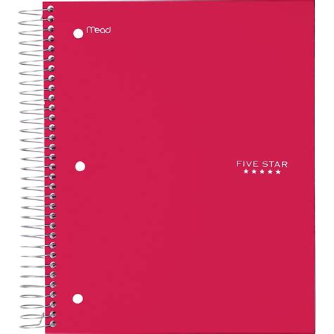 Five Star Spiral Notebook Wide Ruled 5 Subject 200 Pages 10 12 X