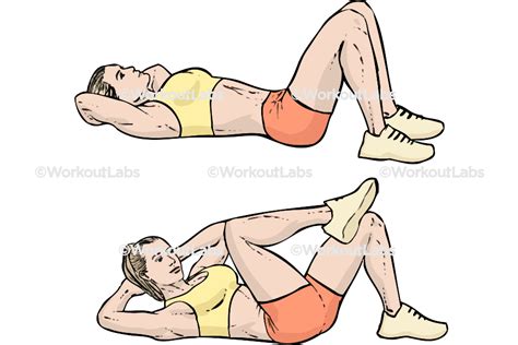 Modified Bicycles Elbow To Knee Crunches Cross Body Crunches Workoutlabs Exercise Guide