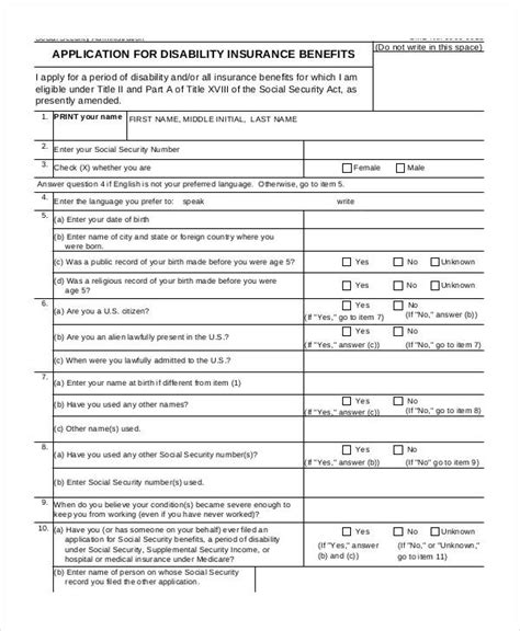 Ssa Application For Disability Insurance Benefits Financial Report