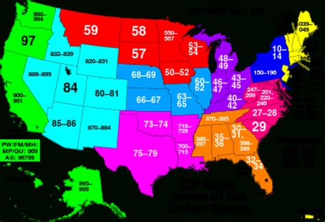 usps zip code map by state printable map