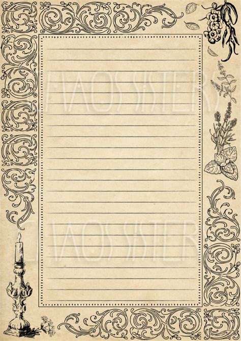 Book Of Shadows Printable Blank Page Magic Journal Spell Etsy Book
