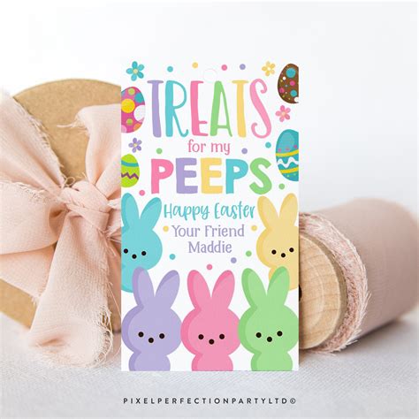Editable Easter Treats For My Peeps Gift Tag Treat For My Etsy