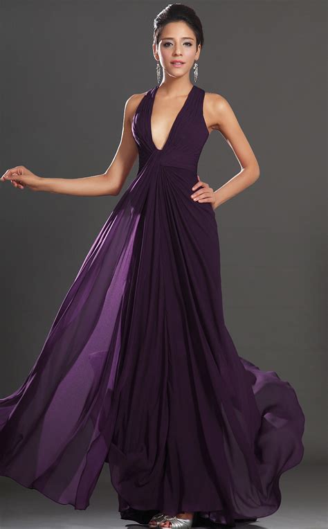 A Line Dark Purple Chiffon Floor Length Prom Dressprbd04 S512 4prom