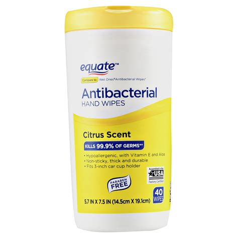 Equate Antibacterial Hand Wipes Citrus Scent 40 Ct Brickseek