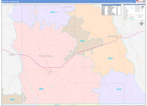 Walthall County Ms Wall Map Color Cast Style By Marketmaps Mapsales