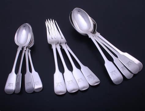 Collection of Victorian fiddle pattern sterling silver flatware : MyFamilySilver.com
