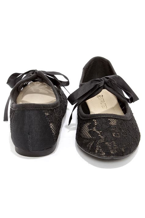 Cute Black Flats Lace Shoes Lace Flats 4900
