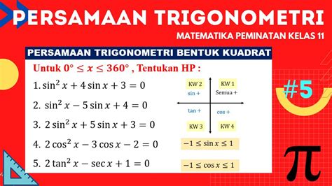 Persamaan Trigonometri Bentuk Kuadrat Matematika Peminatan Kelas 11