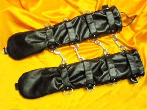 Female Luxury Strict Leather Bondage Opera Gloves With One Leather Hogtie And One Snap Hook