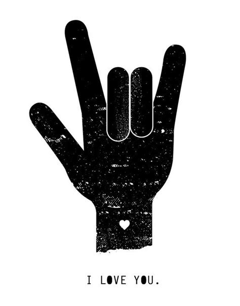 8 X 10 Instant Download Art Print I Love You Sign Language Black And