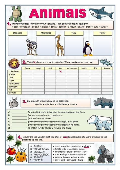 Animals English Esl Worksheets For Distance Learning And Physical