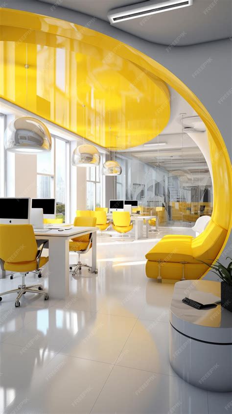 Premium Ai Image Generative Ai Futuristic Office Interior High