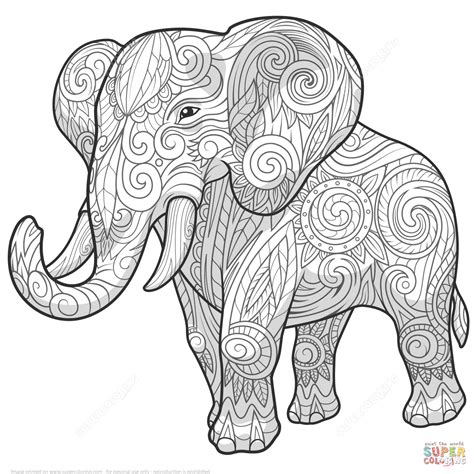 Ausmalbild Zentangel Ethnischer Elefant Ausmalbilder Kostenlos Zum