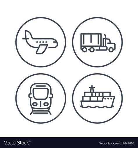 Transportation Industry Line Icons Royalty Free Vector Image
