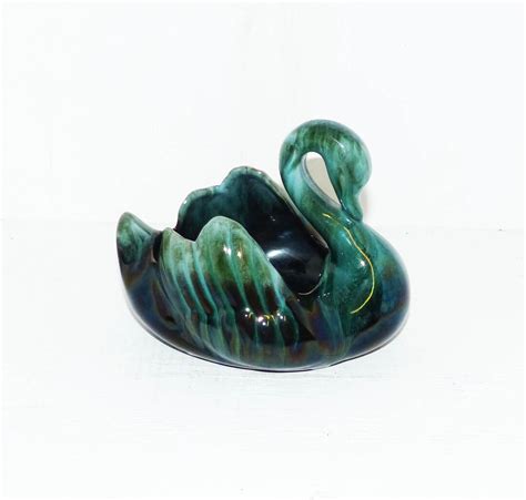 Blue Mountain Pottery Swan 55 Bmp Canada Green Drip Etsy