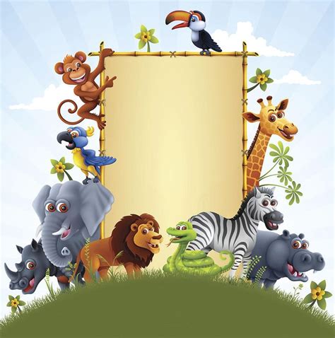 Jungle Animals With Bamboo Sign By Alonzodesign In 2021 Jungle