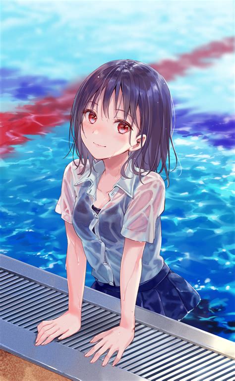 Cute Anime Girl Swimming